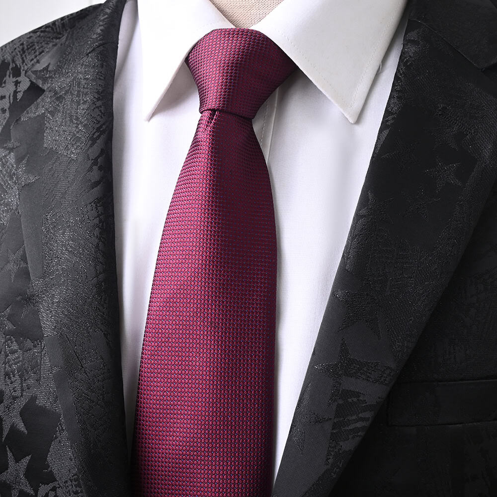 maroon-check-jacquard-tie-D1870 (3)